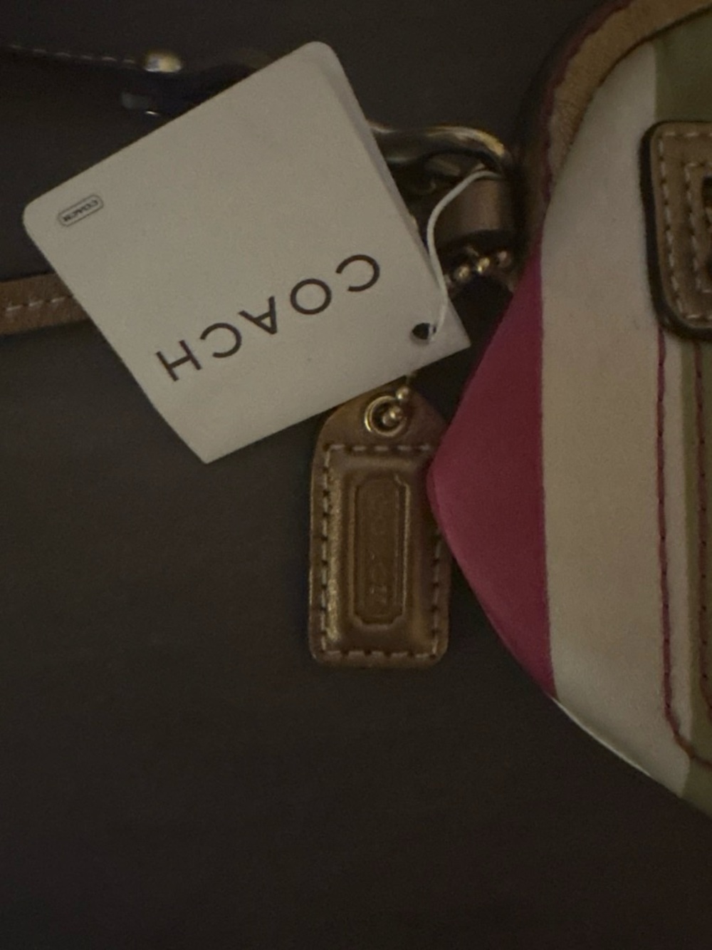 COACH Multicolor Striped Kiss-Lock Wristlet with gold Trim - Picture 2 of 4
